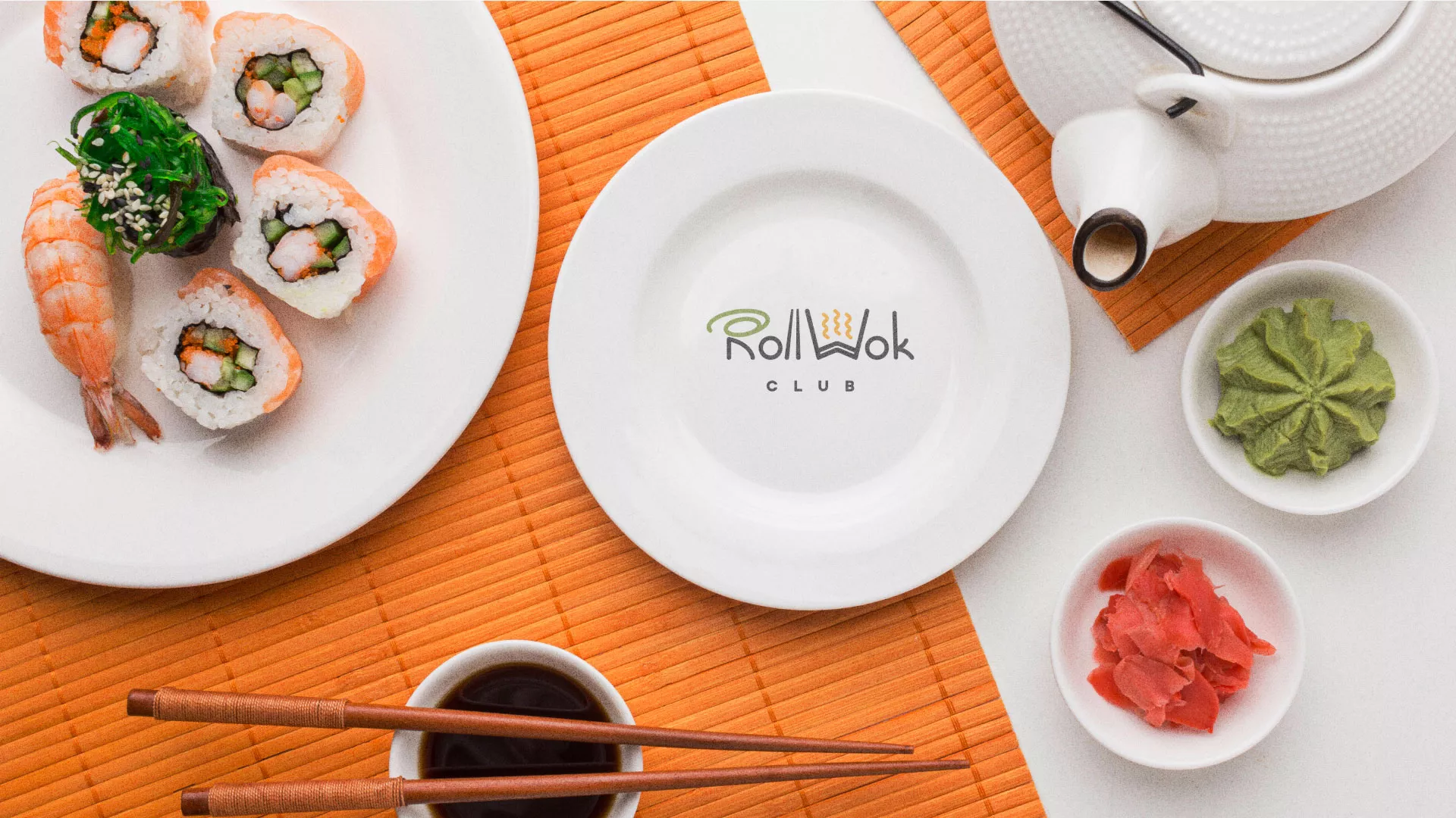 Разработка логотипа и фирменного стиля суши-бара «Roll Wok Club» в Чехове