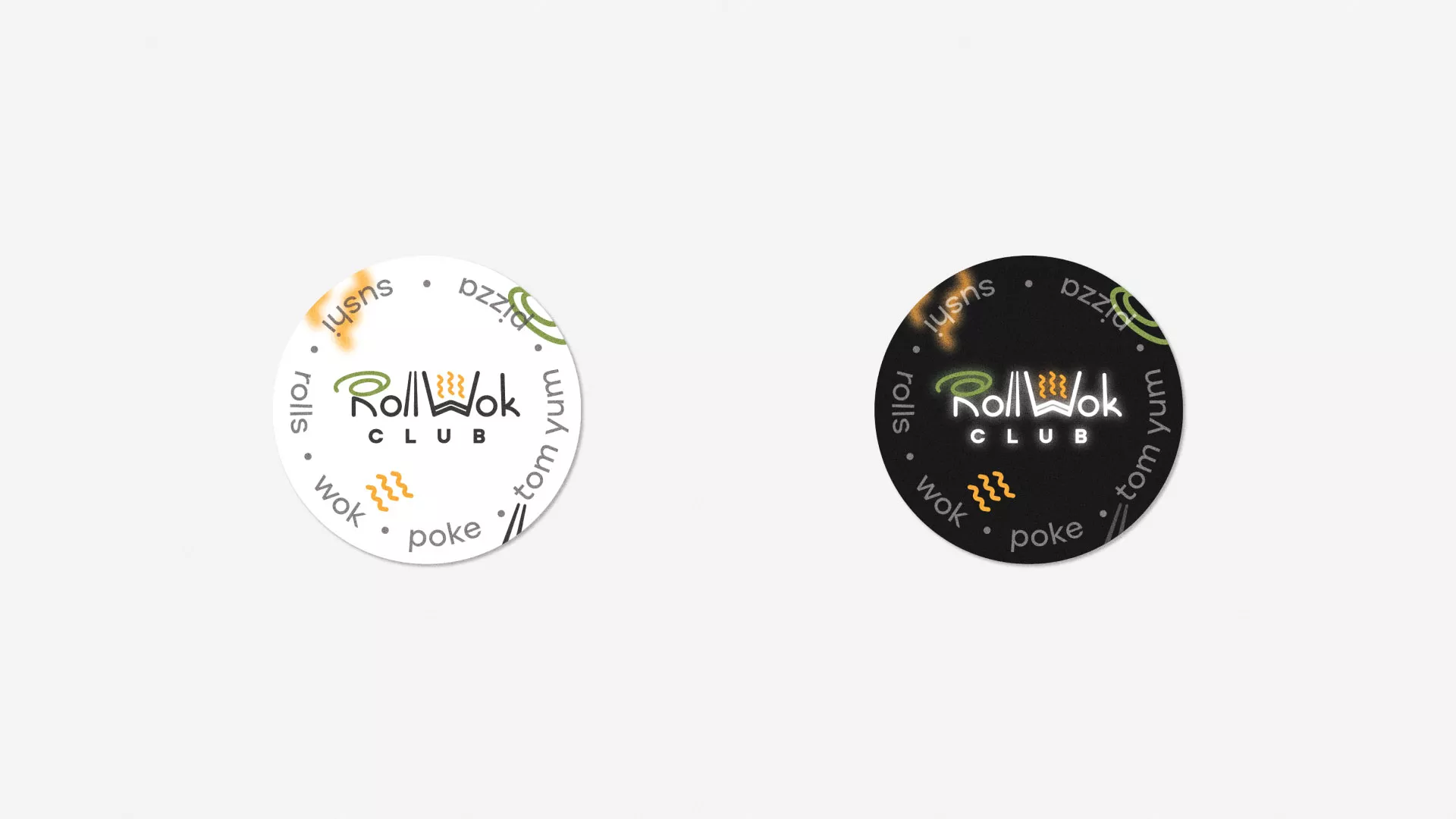 Разработка наклеек для суши-бара «Roll Wok Club» в Чехове
